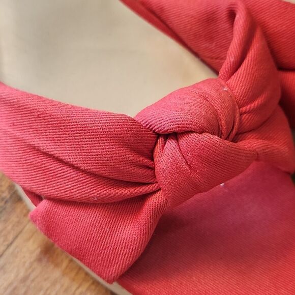 GUC Tomatoe Red Knot Canvas Wooden Platfirm Sandals - Picture 7 of 7